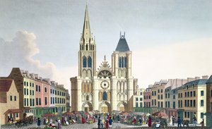 Vista de la fachada de la Iglesia de Saint-Denis cerca de París, c.1820 de Pierre Courvoisier